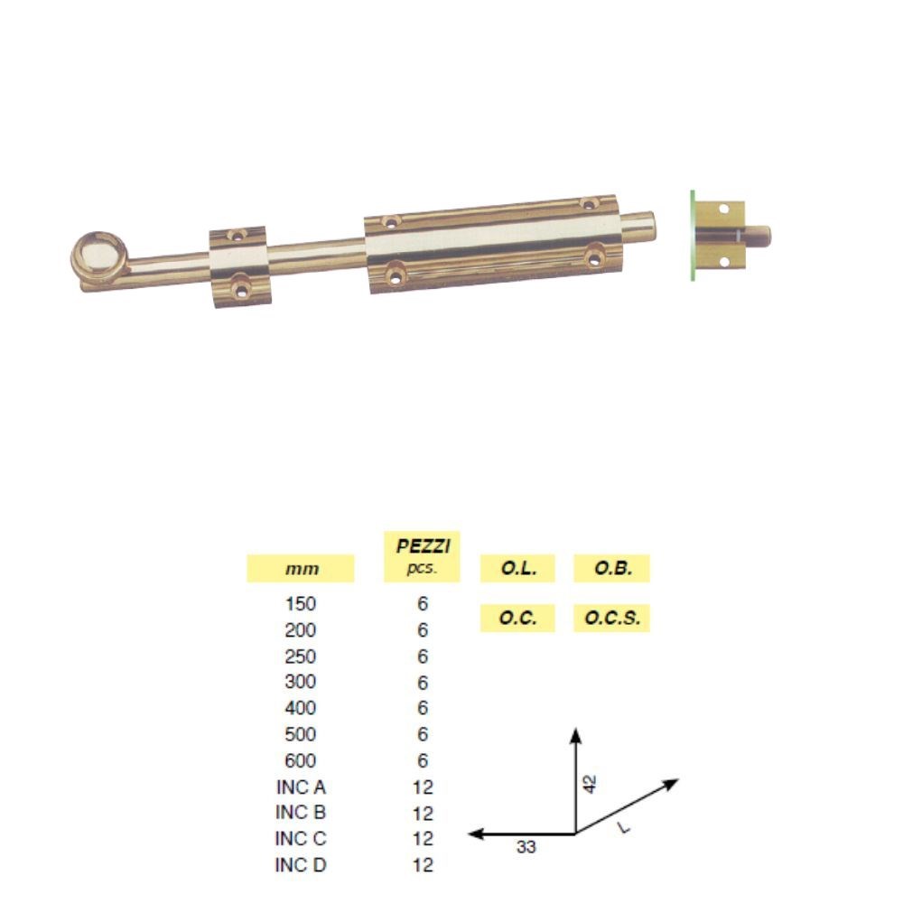 Art. 337 - Round vertical Bolt Base mm 33 Slider Ø mm 13