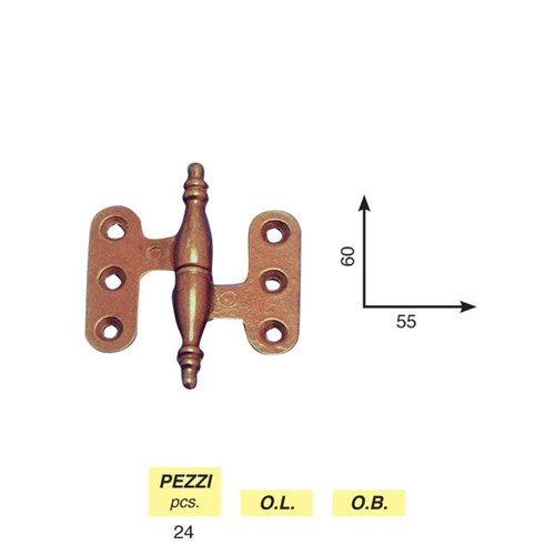 Art. 7 - Flat baroque hinge mm. 60 x 55 right / left