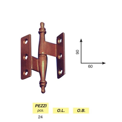 Art. 16 - Clamped baroque hinge mm. 90 x 42 right / left
