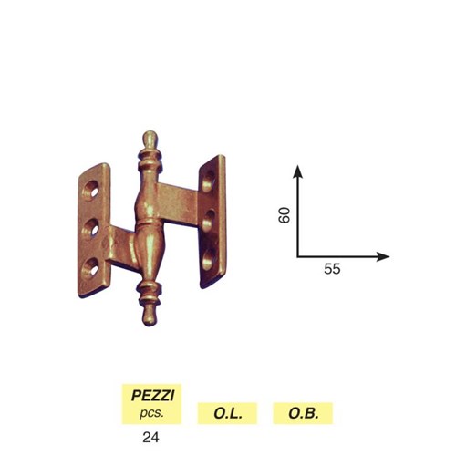 Art. 9 - Clamped baroque hinge mm. 65 x 37 right / left