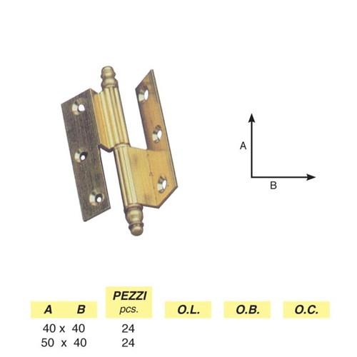 Art. 200 - Clamped striped hinge with pyramids, right / left