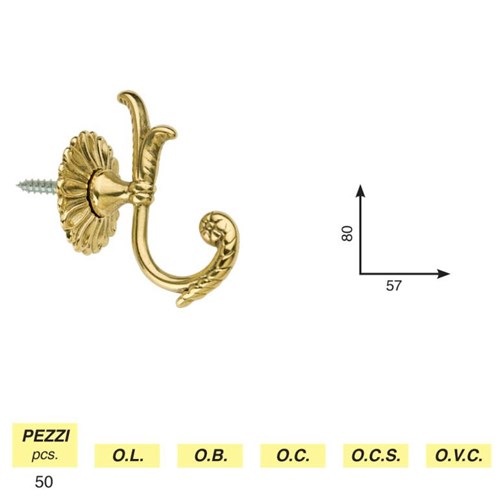 Art. 100 - Awning hook mod. tulipano with rosette